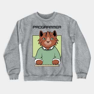 Programmer Cool Dreads Cat with Keyboard Crewneck Sweatshirt